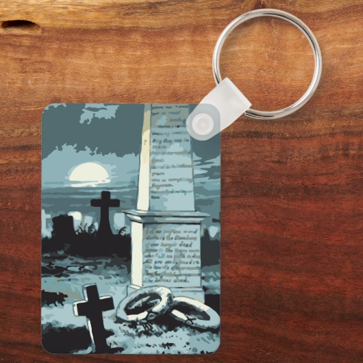 Halloween, kerkhof met graven Sleutelhanger (Achterkant)