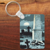  Halloween, kerkhof met graven Sleutelhanger (Voorkant)