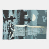 Halloween, kerkhof met graven Theedoek (Horizontaal)