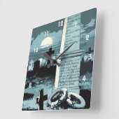 Halloween, kerkhof met graven Vierkante Klok (Hoek)