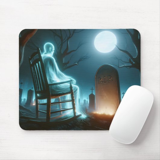 Halloween Kerkhof Met Man Geest Muismat (Met muis)