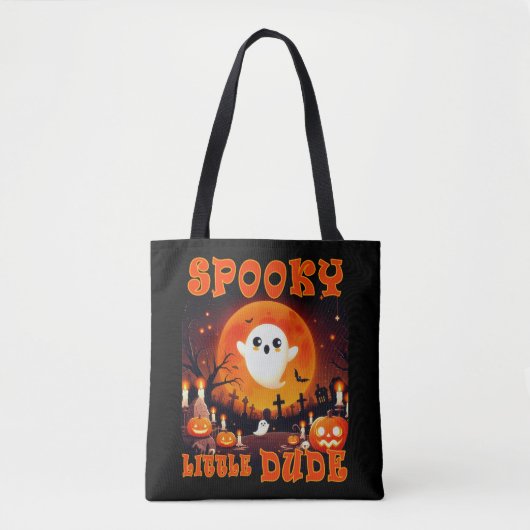 Halloween-kerkhof met schattige geest en gigantisc tote bag (Voorkant)