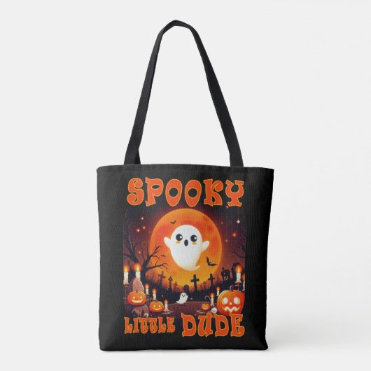 Halloween-kerkhof met schattige geest en gigantisc tote bag (Achterkant)