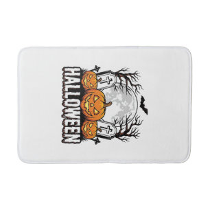 Halloween Kerkhof Pompoen Vintage Gravure Ontwerp Badmat