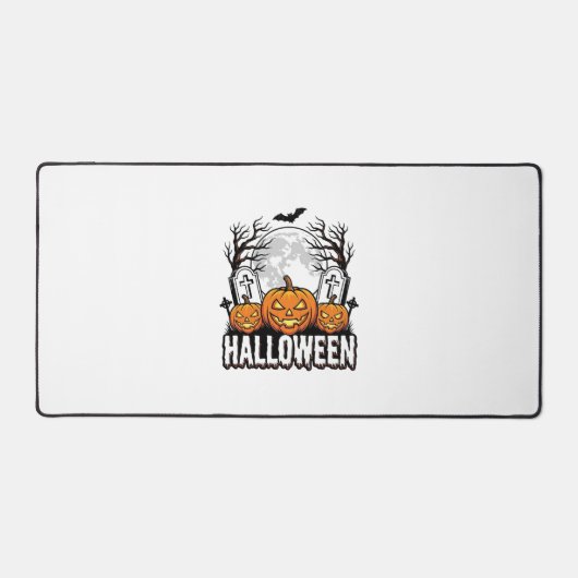 Halloween Kerkhof Pompoen Vintage Gravure Ontwerp Bureaumat (Voorkant)