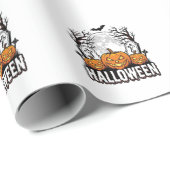 Halloween Kerkhof Pompoen Vintage Gravure Ontwerp Cadeaupapier (Rol Hoek)
