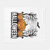Halloween Kerkhof Pompoen Vintage Gravure Ontwerp Fleece Deken (Voorkant (Horizontaal))