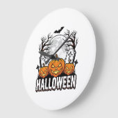 Halloween Kerkhof Pompoen Vintage Gravure Ontwerp Grote Klok (Hoek)