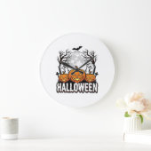 Halloween Kerkhof Pompoen Vintage Gravure Ontwerp Grote Klok (Huis)
