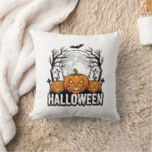 Halloween Kerkhof Pompoen Vintage Gravure Ontwerp Kussen (Deken)