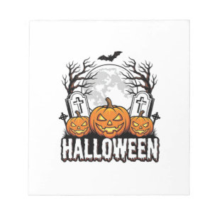 Halloween Kerkhof Pompoen Vintage Gravure Ontwerp Notitieblok