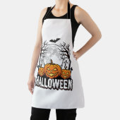 Halloween Kerkhof Pompoen Vintage Gravure Ontwerp Schort (Insitu)