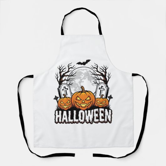 Halloween Kerkhof Pompoen Vintage Gravure Ontwerp Schort (Voorkant)