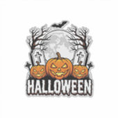 Halloween Kerkhof Pompoen Vintage Gravure Ontwerp Sticker (Voorkant)