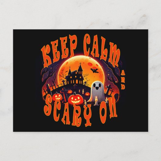 Halloween kerkhof schattige geest en Jack-O-Lanter Briefkaart (Voorkant)