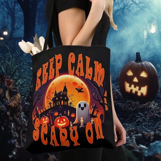 Halloween kerkhof schattige geest en Jack-O-Lanter Tote Bag