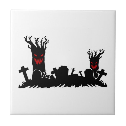 Halloween Kerkhof Tegeltje (Voorkant)