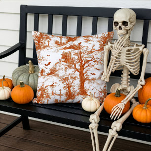 Halloween Kerkhof Toile de Jouy Patroon Roest Buitenkussen