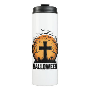 Halloween kerkhof vleermuizen vintage maan shirt o thermosbeker