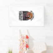 Halloween Kerkhof Zonsondergang Vintage Griezels B Spandoek (Insitu)