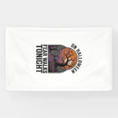 Halloween Kerkhof Zonsondergang Vintage Griezels B Spandoek (Horizontaal)