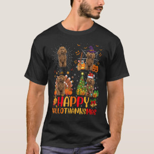 Halloween Kerst Speelgoed Poodle Dog Hallothanksma T-shirt