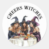 Halloween Kerst Witches Meiden Uitje Ronde Sticker (Voorkant)