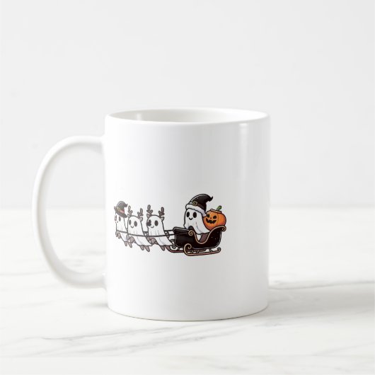 Halloween Kerstman's Rendier Ghost Happy G Koffiemok (Links)