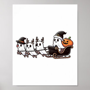 Halloween Kerstman's Rendier Ghost Happy G Poster