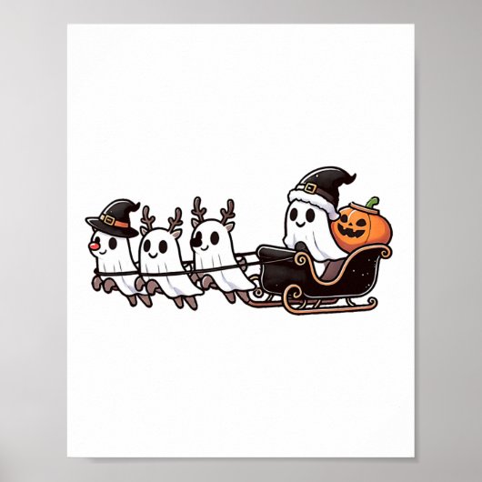 Halloween Kerstman's Rendier Ghost Happy G Poster (Voorkant)