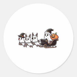 Halloween Kerstman's Rendier Ghost Happy G Ronde Sticker