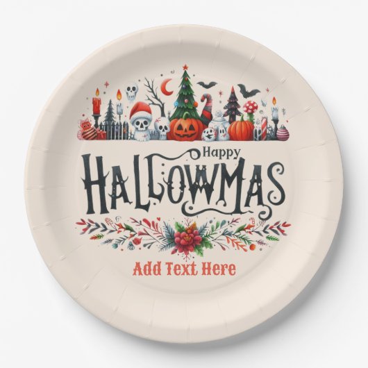 Halloween kerstmashup papieren bordje (Voorkant)