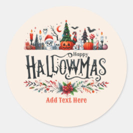 Halloween kerstmashup ronde sticker