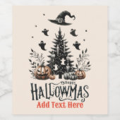 Halloween kerstmashup wijn etiket (Enkel label)