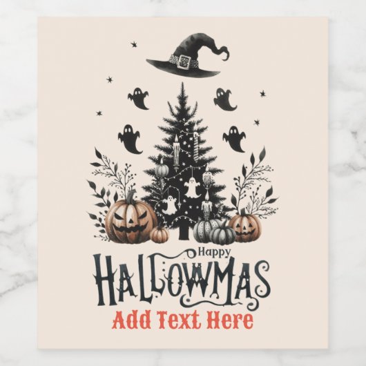 Halloween kerstmashup wijn etiket (Enkel label)