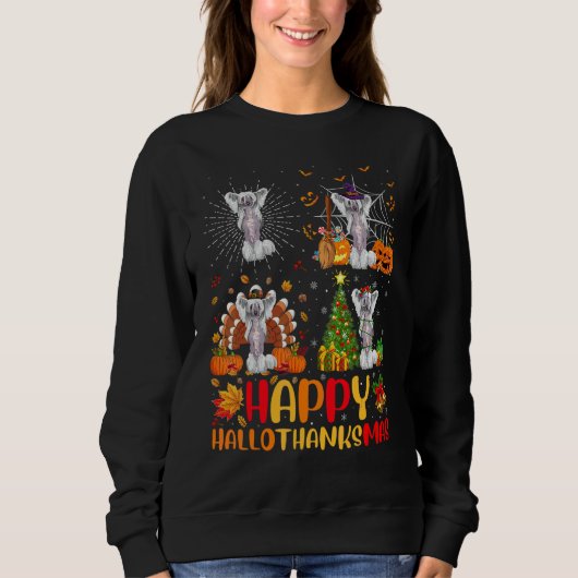 Halloween Kerstmis   Chinese Crested Dog Hallotha Trui (Voorkant)