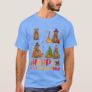 Halloween Kerstmis Dogue De Bordeau Hond Hallothan T-shirt