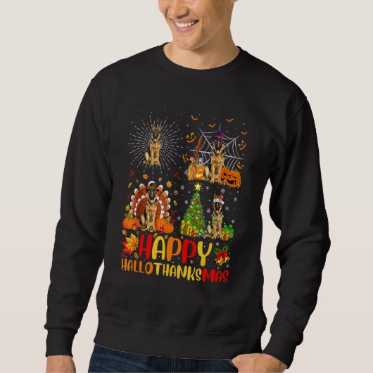 Halloween Kerstmis Duitse Herdershond Hallothan Trui (Voorkant)