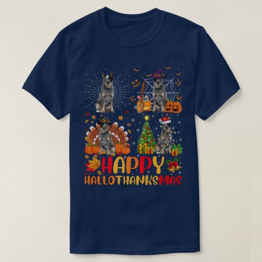 Halloween Kerstmis Funny Blue Heeler Dog Halotha T-shirt (Design voorkant)