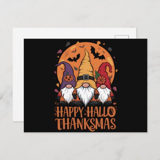Halloween Kerstmis Gelukkig HalloBedanktMas Gnomen Briefkaart (Voorkant / Achterkant)