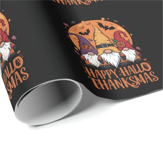 Halloween Kerstmis Gelukkig HalloBedanktMas Gnomen Cadeaupapier (Rol Hoek)