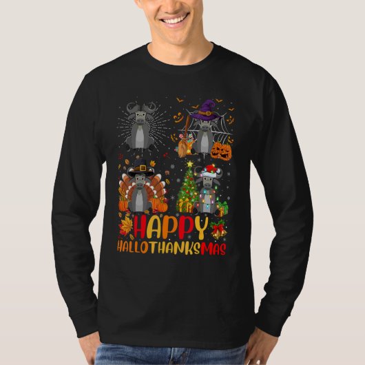 Halloween Kerstmis  Waterbuffel Hallothanksmas T-shirt (Voorkant)