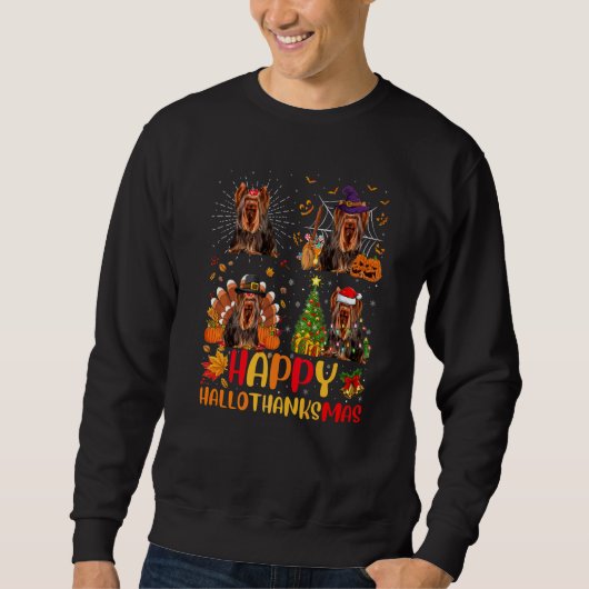 Halloween Kerstmis Yorkshire Terrier Hond Hallotha Trui (Voorkant)
