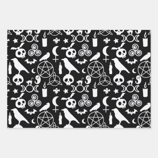 Halloween KerstWitchy Occult Gothic Pattern Inpakpapier Vel (Voorkant 2)