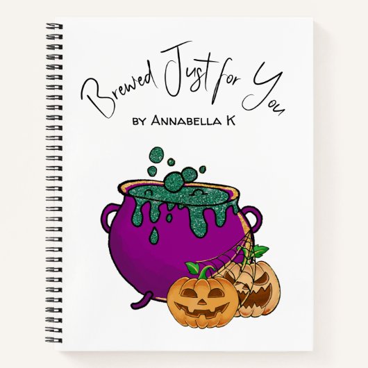 Halloween Ketel Aangepaste Naam Thuisgemaakt Notitieboek (Voorkant)