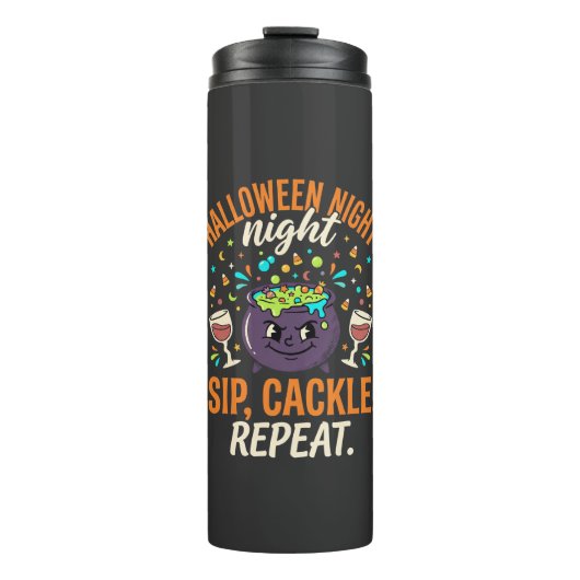 Halloween Ketel Feest Cheers Thermosbeker (Voorkant)