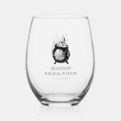 Halloween ketel grappige magische drankje wijnglas zonder voet (Achterkant)