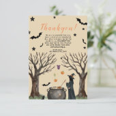 Halloween Ketel Griezelige Zwarte Heks  Bedankkaart (Staand voorkant)