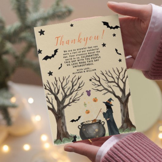 Halloween Ketel Griezelige Zwarte Heks  Bedankkaart