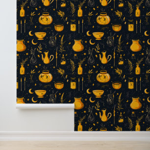 Halloween ketels en drankjes behang